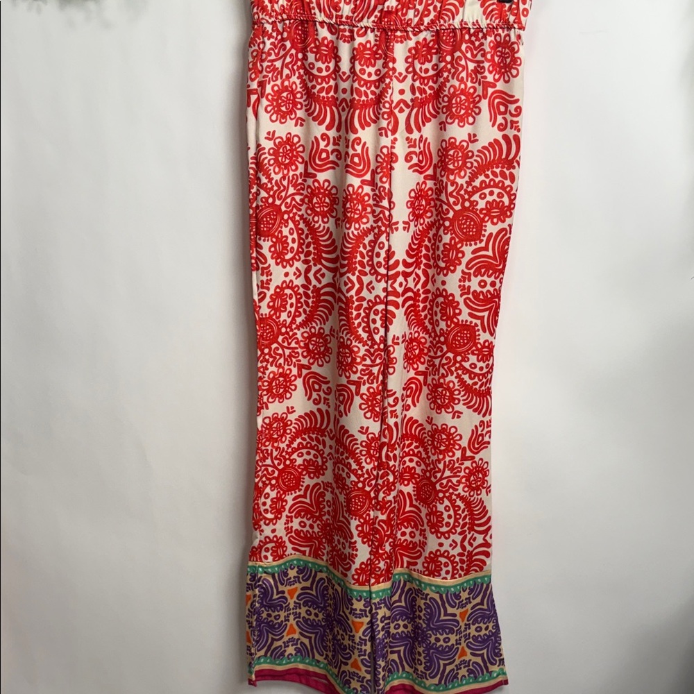 Zara Red and Purple Wide Leg Pants